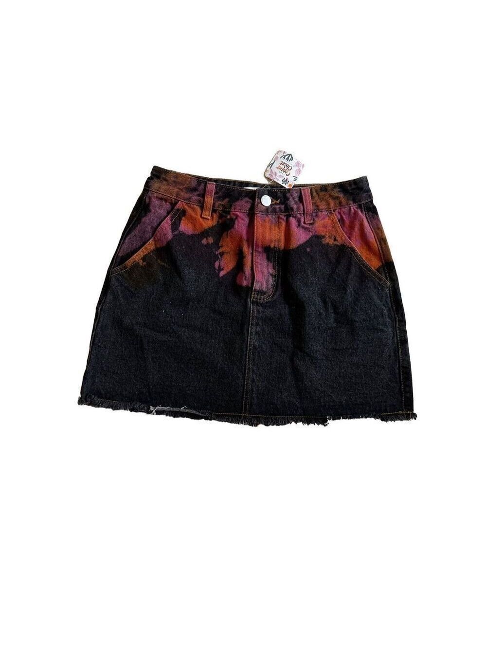 Cloud Ten Raw Hem Tie Dye Splash Denim skirt Size M